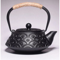 煮茶壺生鐵壺無塗層茶具(規格:黑色魚紋) 