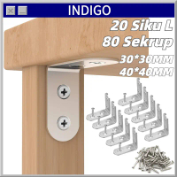 20pcs Siku L+80 PCS Sekrup Siku L Stainless Steel/Plat Siku L /Bracket Siku Penyangga Rak/Siku Rak V