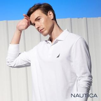 【NAUTICA】經典素面長袖POLO衫(白色)