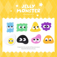 Cute Colorful Jelly Monster Embroidery Patches For Bags Cell Phone Cases Clothing Decoration Creative DIY Stickers Self-adhesive