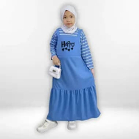 Gamis Anak Happy Bahan Soft Knit S Biru