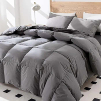 Goose Feather Down Comforter King Size,750+ Fill Power,1200TC,100% Organic Cotton Fabric,All Season Grey Duvet 8 Corner Tabs