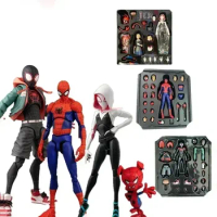 Cartoon Marvel Spiderman Gwen Peter Action Figure Anime Spider-verse Collection Sentinel Miles Morales Figures Christmas Gifts