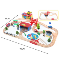 80pcs Road Traffic Track Train Set Puzzle Track Car Toy Compatible With Wooden Tracks And Electric Cars Children Toys Gift Pd27