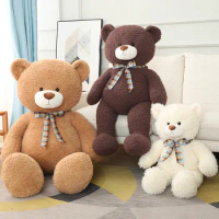 1pc 80/100CM Big Teddy Bear Doll Stuffed Animal Bear with Ribbon Plush Toys Kids Huggable Pillow Girls Valentine Birthday Gifts