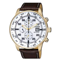 2024 Citizen CA0695-17E Men's Watch Original Imported Light Kinetic Energy Retro Belt Three-eye Chronograph Sports Watch luxury