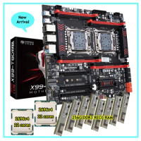 HUANANZHI X99-T8D Dual CPU Motherboard with Processors 2*2696 V4 44 Cores 256G DDR3 RAM RECC Server Workstation Video Rendering