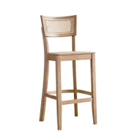 Bar chair home high stool Nordic light luxury bar chair front desk back chair creative bar stool rattan stool
