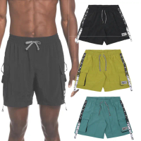 【NIKE 耐吉】海灘褲 Logo Tape Cargo 男款 褲子 7吋 快乾 緞帶 短褲 膝上 內裡(NESSD500-344)