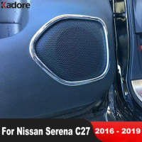 For Nissan Serena C27 2016 2017 2018 2019 Chrome Car Interior Door Stereo Audio Speaker Cover Molding Trim Sticker Accessories