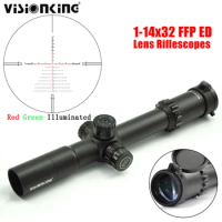 1-14x32 FFP Tactical Riflescope ED Optic Sight Telescopic Red Illuminated Hunting Scopes Rifle Scope Sniper Airsoft Scope Sight
