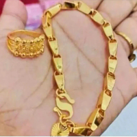 Perhiasan Set Gelang Padi dengan Cincin Elegan Warna Emas Murah di Palembang - Bracelets