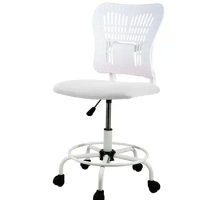 White Ergonomic Armless Office Chair