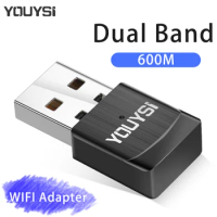 YOUYSI 2.4G&amp;5G Dual Band USB Wifi Adapter 600Mbps Antenna USB Ethernet PC Wi-Fi Adapter Lan Wifi Dongle AC Wifi Receiver