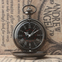 羅馬數字翻蓋懷錶 歐美復古潮流懷錶 雙顯羅馬數字翻蓋掛鏈表 石英禮品表掛鍊錶 石英錶 創意禮品