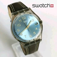 Swatch Blue Choco Tali Kulit Original Jam Tangan Pria Brown