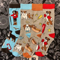 Cartoon Christmas Socks Sport Ball Exercise Boxing Gym Sox Hot Dog Sausage Dachshund Pit Bull Terrier Climb Collie Shepherd Dog