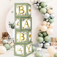 RUBFAC Sage Green Baby es with Letters for Baby Shower 4pcs Safari Baby Shower Decorations for Boy G