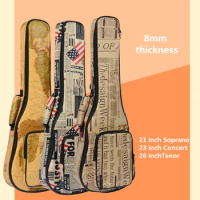 10mm Thick Leather Canvas Waterproof Soprano Concert Tenor Ukulele Bag Case Backpack 21 23 24 26 Inch Ukelele Guitar Gig