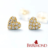 【BRILLMOND JEWELRY】輕珠寶 鑽石耳環 10分 18K 黃金 心型款(天然鑽石總重10分 全18K金台)