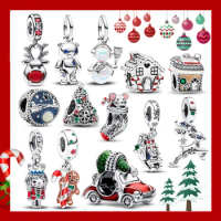 Cute Sterling Silver Skiing Penguin Charm 925 Silver Heart Snow Globe Charms Fit Original Pandora Bracelet Christmas Gift