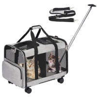 Breathable Outdoor Pet Trolley Travel Portable Kitten Cage Backpack Large Capacity Carry Carrier Cat Bag
