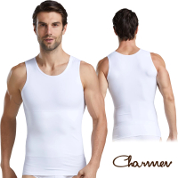 【Charmen】360度加壓收腹高彈背心 白色(男性塑身衣 男內著 束腰束胸)