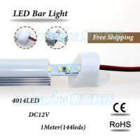 100pcs * 1m factory wholesale 100cm DC 12V 144 SMD 4014 led hard luces led strip bar light with U aluminium shell + pc cover