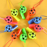 10pcs Referee Whistles Emergency Whistles Plastic Sport Pendant Whistle Toys Kids Birthday Football Themed Sports Party Gift Toy