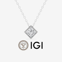 【鉅曜】IGI 50分 18K 公主方 典雅鑽石項鍊 三色任選(培育鑽石)
