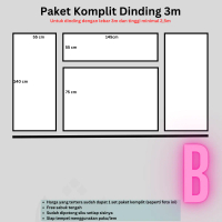 PAKET KOMPLIT Wall Moulding / Molding Kayu/ Waincoasting / Molding Lis Profil Lebar Dinding 3m Moldi