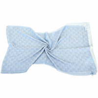 MOSCHINO 雙問號菱格莫代爾棉水藍色披肩 圍巾(190x50)