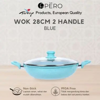 Pero Mercin Wokpan 28cm 2 Handle / Glass Lid Wooden Knop with Steamer / Panci Anti Lengket / Set Coo
