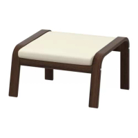 POÄNG 椅凳, 棕色/glose 米白色, 68x54x39 公分