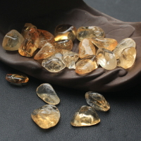 水晶碎石黃水晶碎石擺件小顆粒礦石原石供佛魚缸石療俞能量石