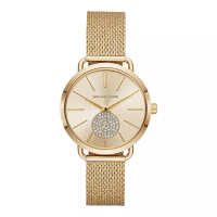 MICHAEL KORS Jam Tangan Wanita Michael Kors MK3844 Portia Ladies Gold Dial Gold Mesh Strap