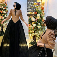 Ready!!Ori Shr!!Andini Dress Rajut Tile Pita Mom&Kids Cantik Muslim Pasti Diskon