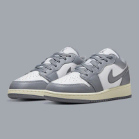 【NIKE 耐吉】Air Jordan 1 Low Vintage Grey 復古底 仿舊 淺灰 女款 553560-053(Vintage Grey)