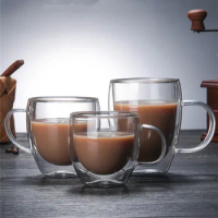 Double Wall Glass Heat Resistant Brosilicate Glass Cups for Espresso Coffee Cup Set Drinkwares Tea Mugs 150ml/250ml/350ml/450ml