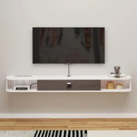 TV Unit, 79'' Wall Mounted TV Cabinet, Floating Shelves with Door, Modern Entertainment Media Console Center Large Storage