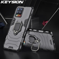 KEYSION Shockproof Case for Realme 8 Pro GT C20 V13 Q2 Ring Stand Phone Cover for OPPO Find X3 Pro A94 A12 A15 Reno 5 F19 Pro+5G