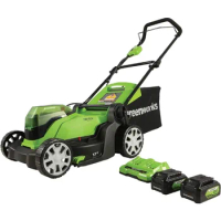 Greenworks 48V (2 x 24V) 17" Cordless Lawn Mower 125+ Compatible Tools, (2) 4.0Ah Batteries and Dual Port Rapid Charger Included