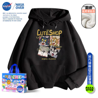 NASA聯名美式貓和老鼠連帽衛衣男女加絨春秋款vintag寬松外套上衣
