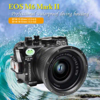 Professional 40m/130ft Waterproof Camera Box For Canon EOS M6 Mark II Support 18-150mm 60mm 28mm 22mm 18-55mm 15-45mm 100mm Lens