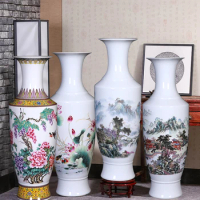 Jingdezhen 65cm High Floor Large Vase Living Room Dracaena Sanderiana Water Cultured Porcelain Vase Chinese Ceramic Decoration