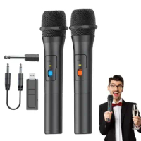 1 Pair VHF Wireless Microphone System Kits USB Receiver Handheld Karaoke Microphone Home Party Smart TV Speaker Singing Mic