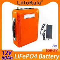 3pcs LiitoKala 12V 60AH LiFePo4 Lithium iron Phosphate Battery Pack with BMS for Car Board Battery Long Life Deep Cycles Solar