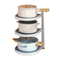 【MGSHOP】可調式鍋具置物架 下水槽收納架(鍋架 層架-三層款)