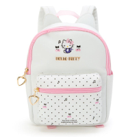 小禮堂 Hello Kitty 兒童造型耳朵皮質拉鍊後背包《白黑.點點》雙肩包.外出包