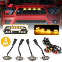 Lampu Gril LED, Kuning, 4 keping, untuk Ford F-150 F150 2009-2018, Kuning